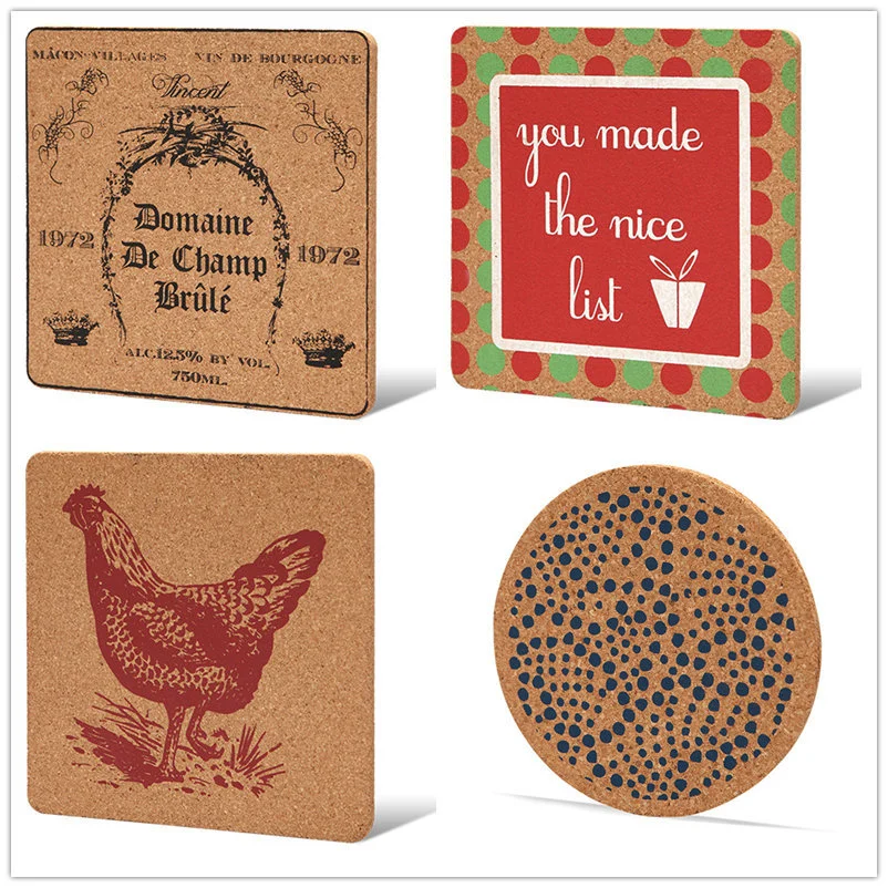 Kinpack Customized Cork Pad with Self Adhesive Backing Cork Tiles for Cork Coasters DIY of Any Material Coaster